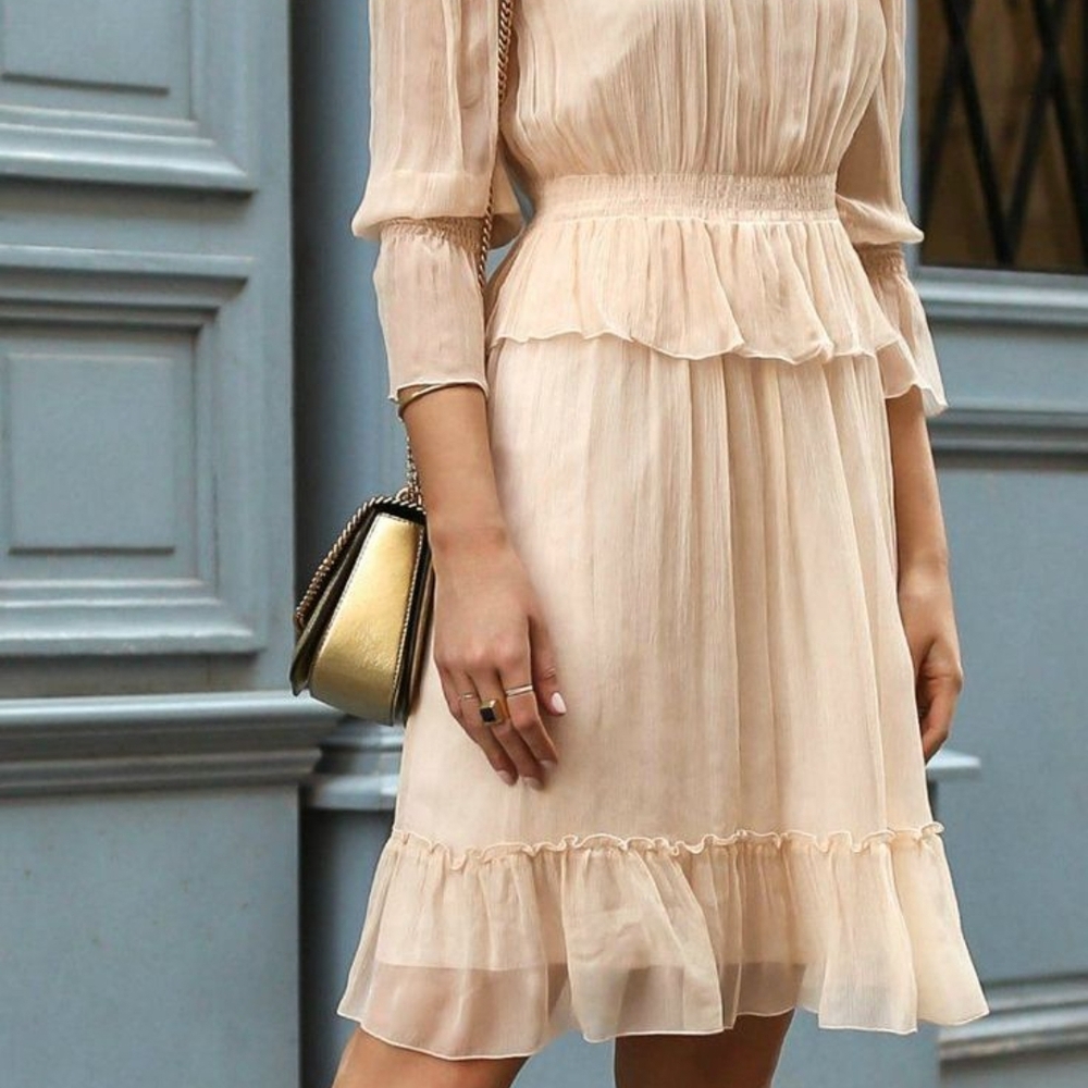 Elegant Cream Ruffle Dress